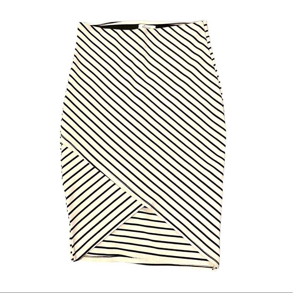Zara Striped Wrap Front Pencil Bodycon Skirt Small